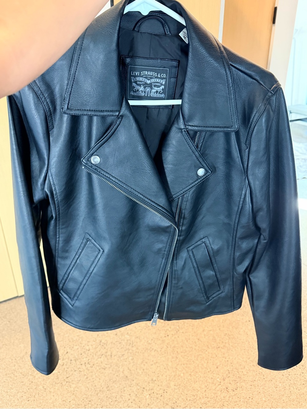 Levi's Black Leather Asymmetrical Moto Jacket NEVER WORN